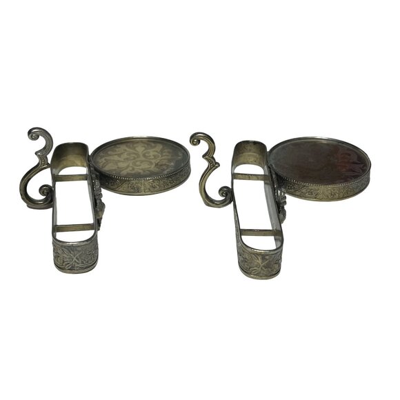 Vintage Ardalt Japan Peacock Golden Patina Teacup & Saucer Display Holder - Picture 4 of 6